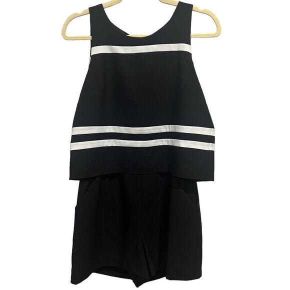 Parker AMOR Black & White Stripe Sleeveless Romper Size Medium m - Picture 5 of 11